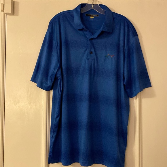 Greg Norman XL Men’s Golf Shirt, royal blue tone on tone striped Poly, like new - Picture 1 of 6